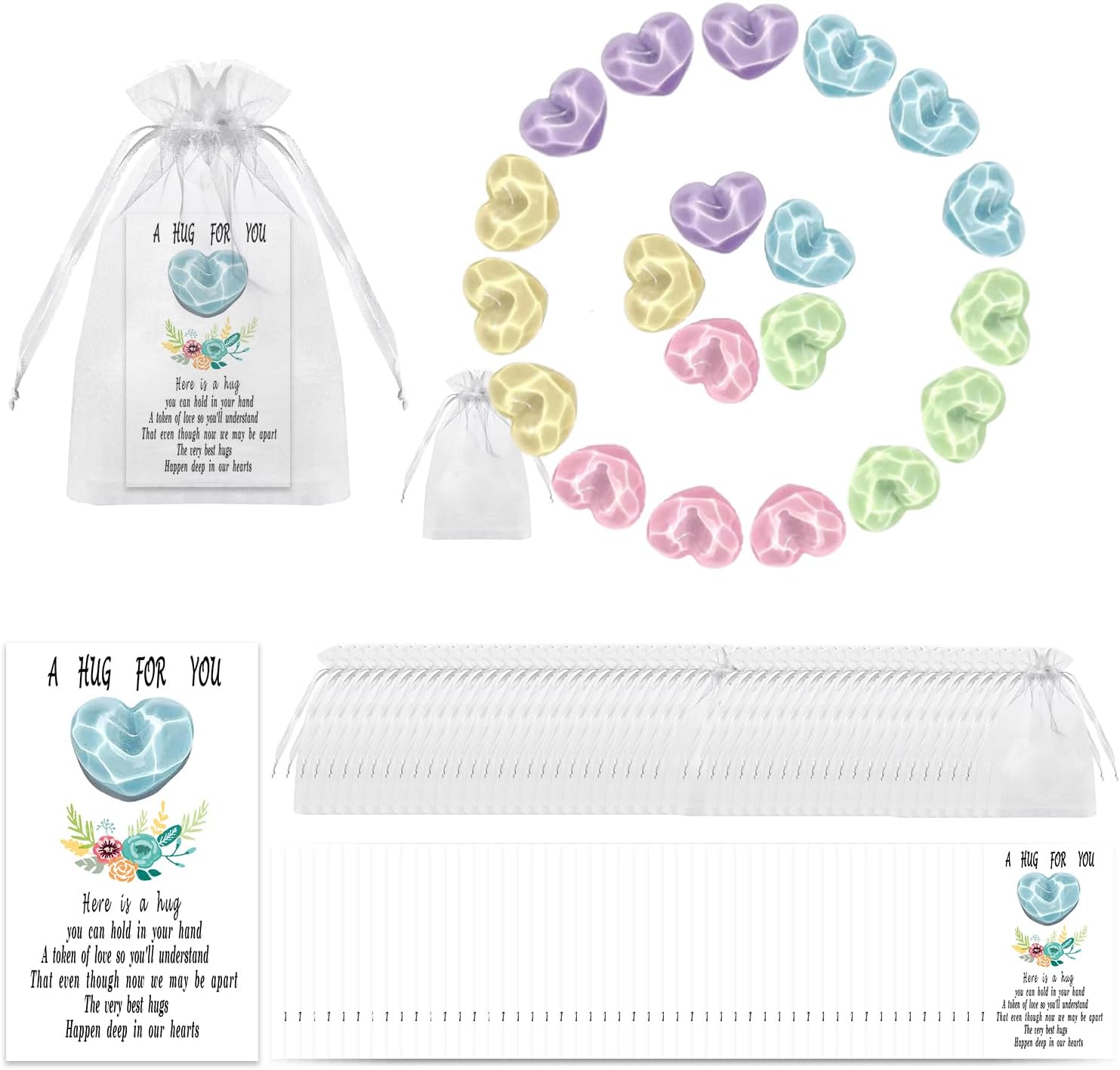 150 Pcs Pocket Hug Token bulk with Heart Resin pocket hugs Cards Keepsake Exchange Relationship Gift Cards for Funeral Celebration of Life Favors Encouragement Gifts for Women Adults Party Favors(50 Sets Pocket Hug)
