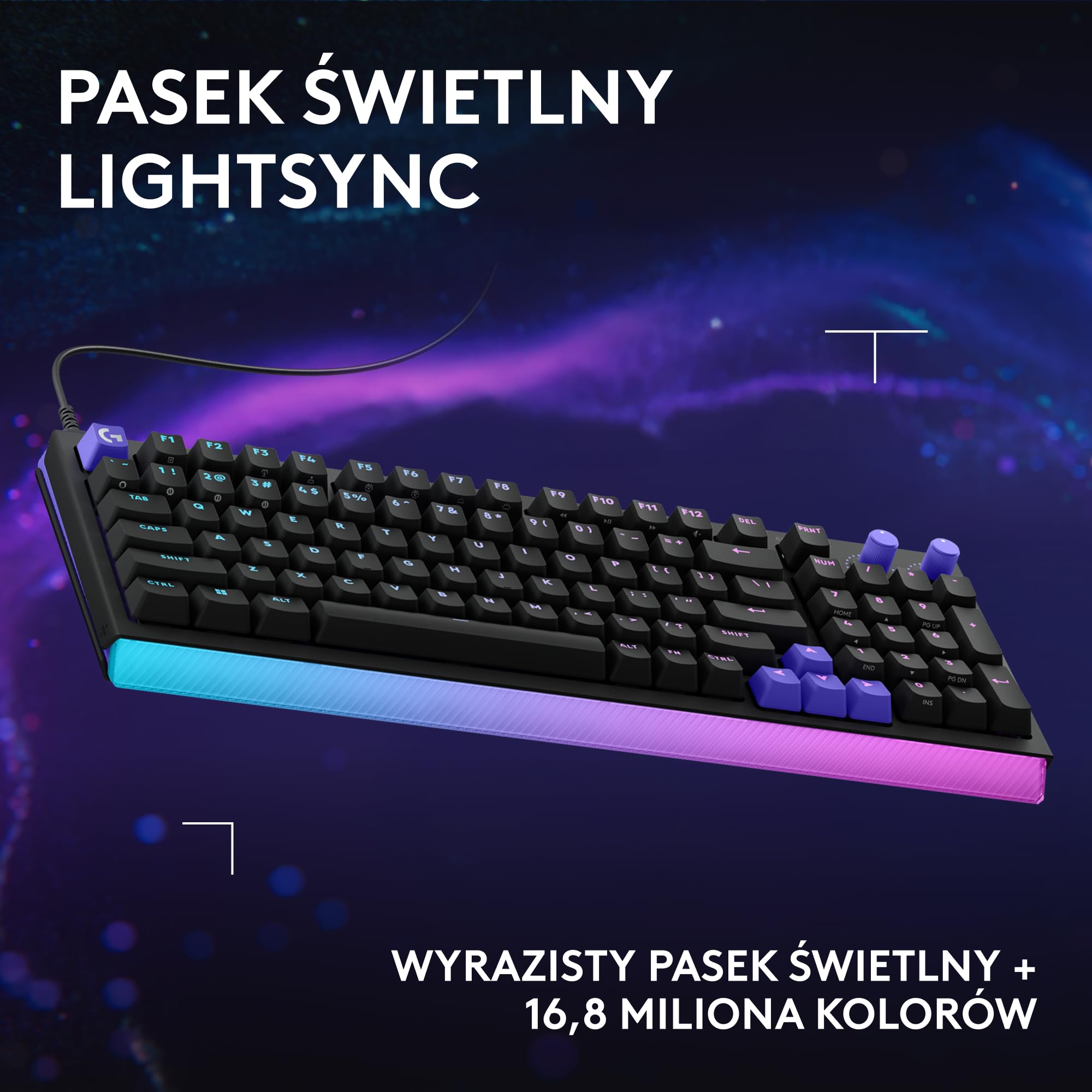 Logitech G G512 X 98 DUAL SWAP, analogowa/mechaniczna klawiatura do gier z wymiennymi czujnikami TMR, częstotliwość odświeżania 8K, SZYBKIE WYZWALANIE, LIGHTSYNC RGB, PC, Mac, US INT'L QWERTY - Czarny