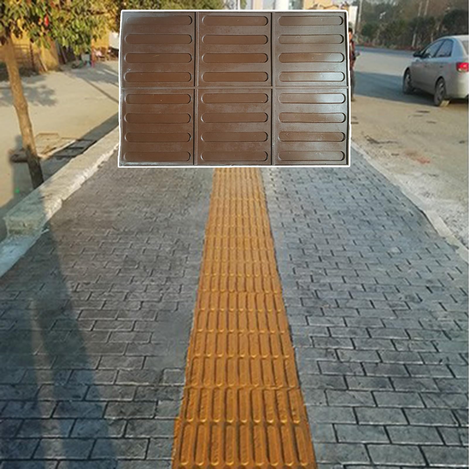 JYBNBBE Concrete Stamps Mats, Tactile Paving Blind Path Mold, Polyurethane Stamping Texture Mat, Reusable Concrete Imprint Pad (90x60cm(35.4x23.6))