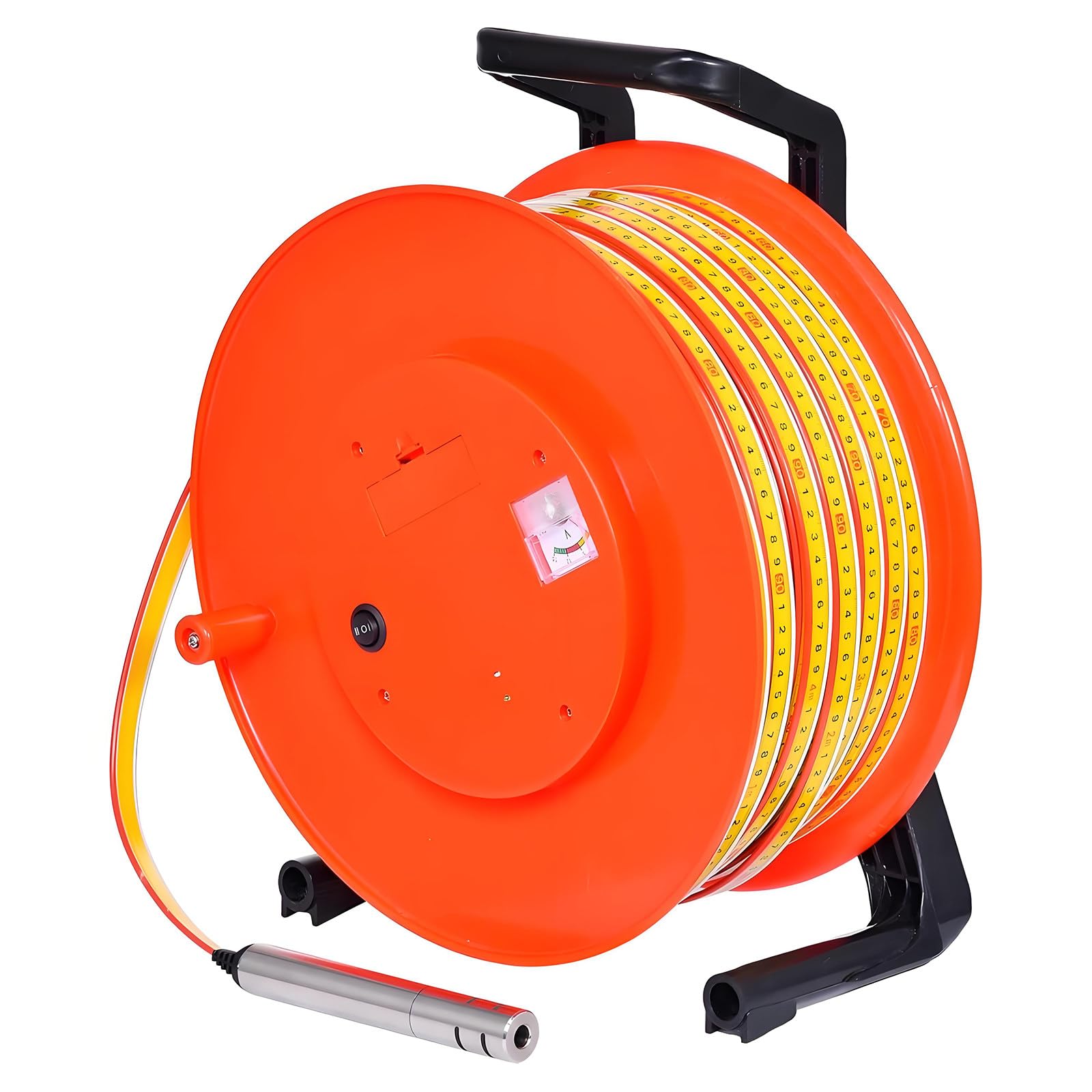 Yniyujkl 20M(65.6Ft) Portable Borehole Depth Meter, Well Water Level Indicator With Fixed Probe & Steel Tape For Wells, Reservoirs, Pipes,