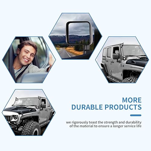 Miniatura 5 de ECCPP Espejo lateral del conductor, espejos retrovisores negros izquierdos, plegado manual para Jeep Wrangler 2007-2017