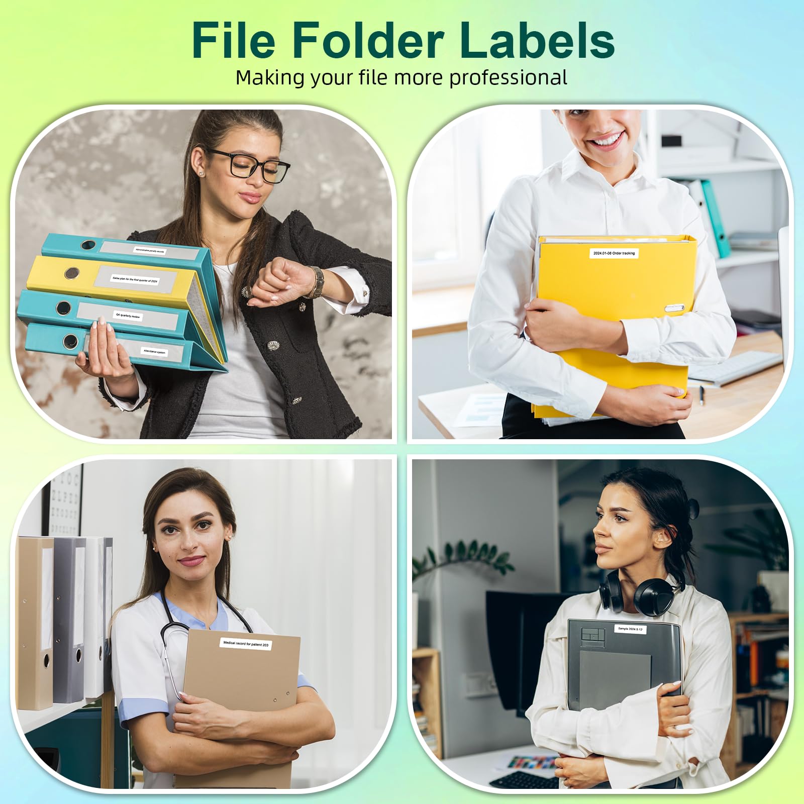 Etichette di ricambio per cartelle di file Dymo Labels 30327 9/16" x 3-7/16" LW 1-Up | Etichette di carta bianca compatibili con Dymo Label Writer 330 450, 450 Turbo, 450 Twin Turbo, 450 Duo, 4XL, 400, 6 rotoli