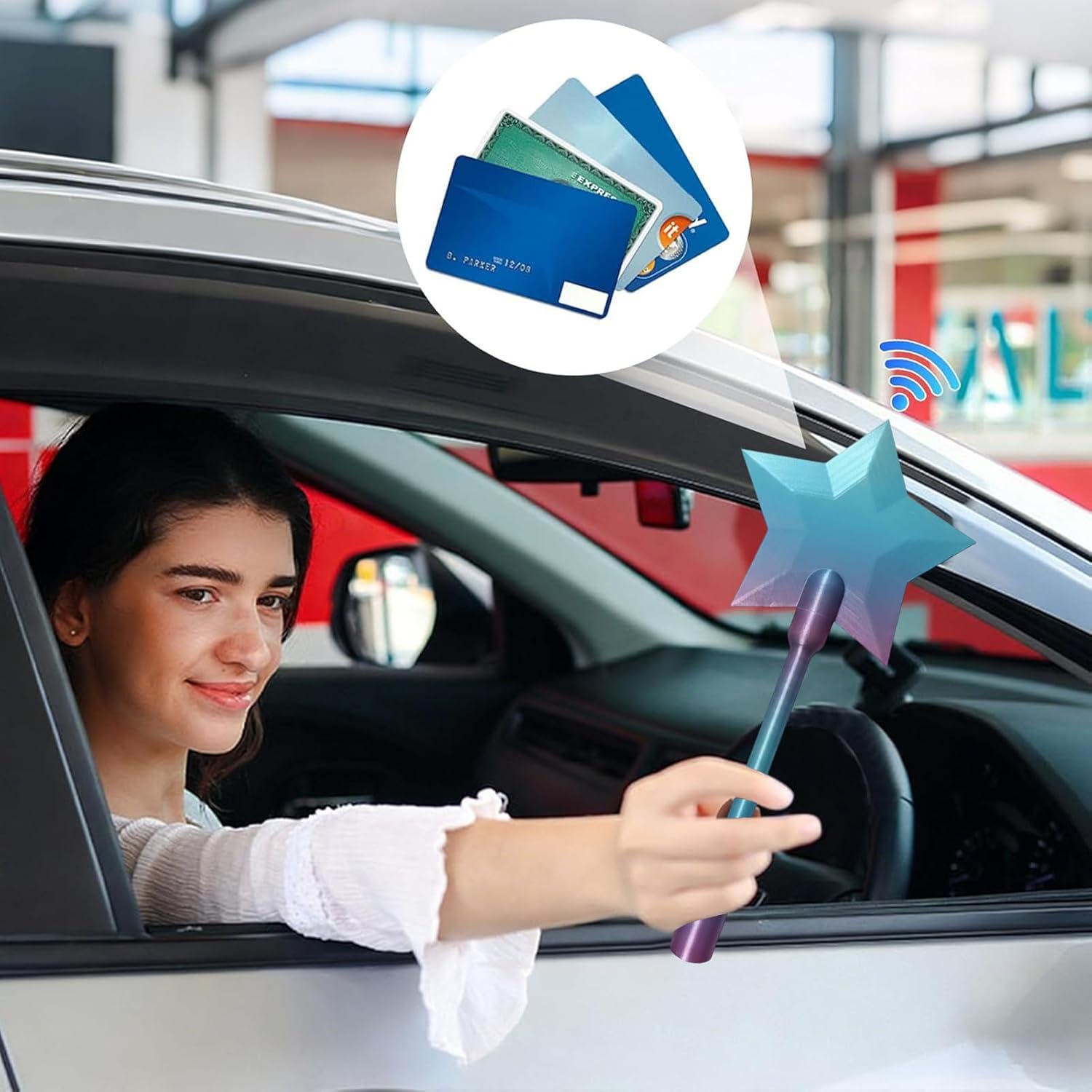 Magic Credit Card Wand, 3D Printed Wand Toccas to Pay, Credit Card Holder and Payment Cards, Contactless Payment Card Holder Shaped Magic Sticks for Debit Card(02)