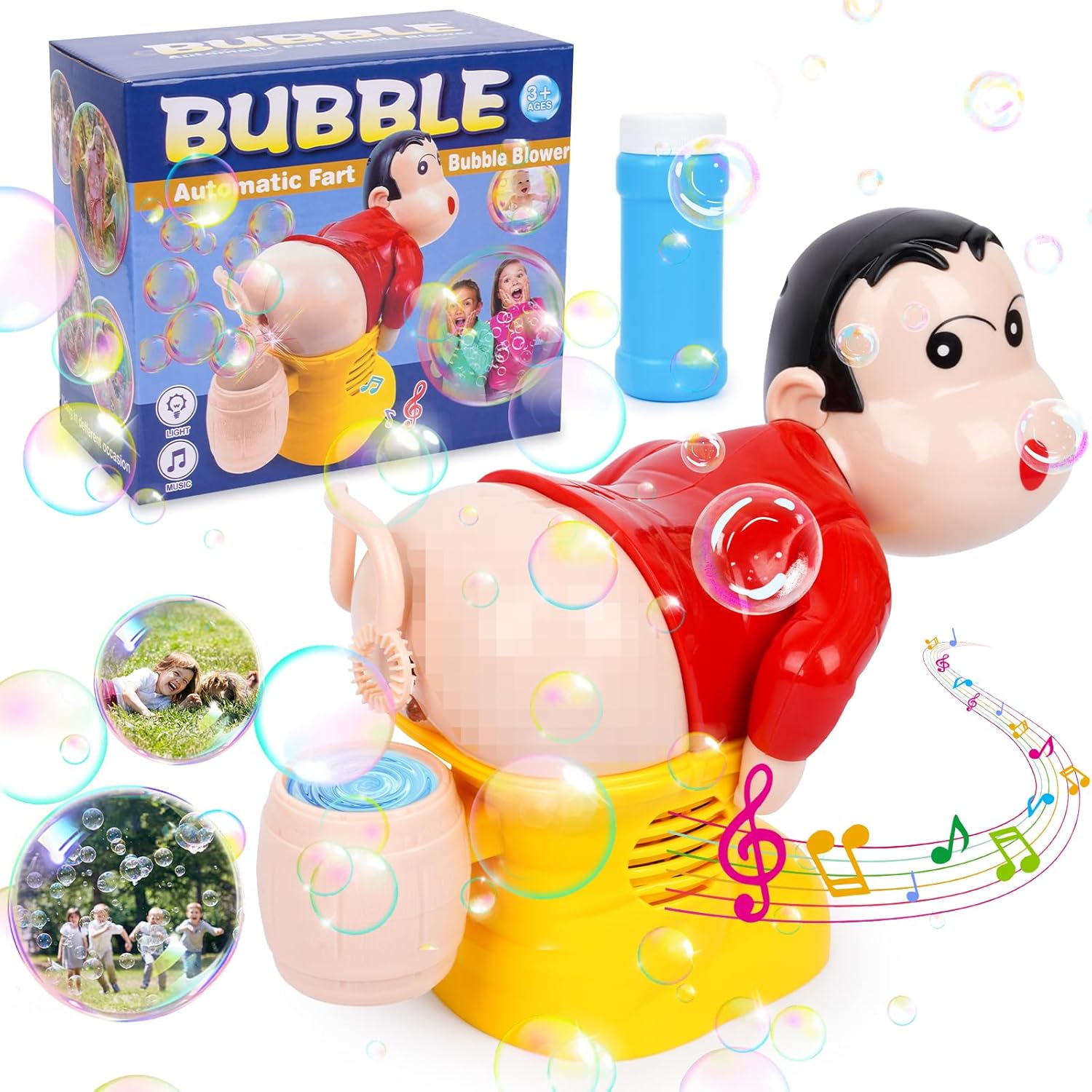 Bubble Machine - Funny Music Automatic Bubble Maker, Boy Bubble Blower with LED Flashing Lights, Bubble Machine for Kids Boys Girls