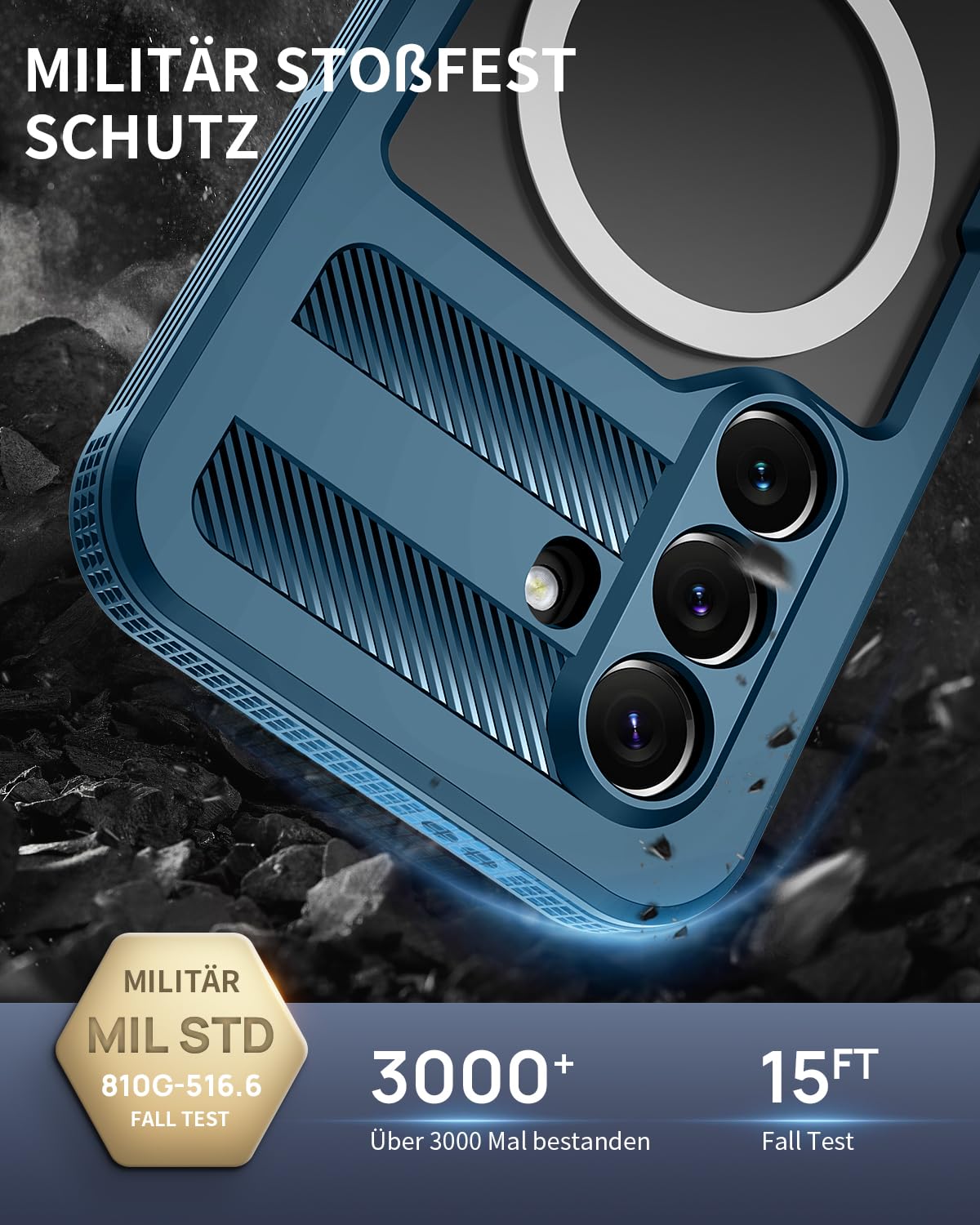 für Samsung Galaxy S26 Plus 5G Hülle Wasserdicht Kompatibel mit Magsafe, HandyHülle für Samsung S26 Plus IP68 wasserdichte 360 Schutzhülle,Stoßfest Outdoor Hülle mit Displayschutz,Blau