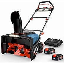 SENIX 2X2 40V Max Cordless Snow Blower with Variable-Speed Steel Auger, 21" Width, 12" Depth, 33ft Max Throw, 1800W Brushless Motor,10000mAh Batteries & LED Lights 680Lbs/Min Snow Capacity(STX2-M1)