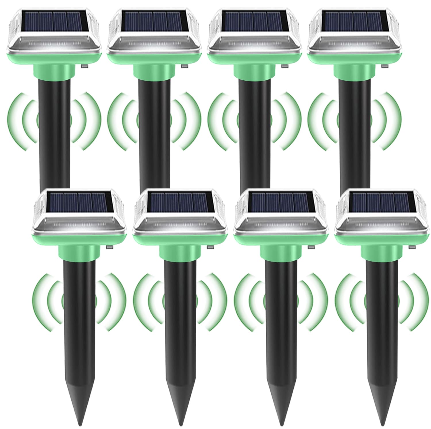 BAIFULAI 8 pezzi Dissuasore per talpe a energia solare, repellente per talpe, ultrasuoni repellente per arvicole, IP66 impermeabile, repellente per arvicole per talpe, ghiri, serpenti, arvicole e