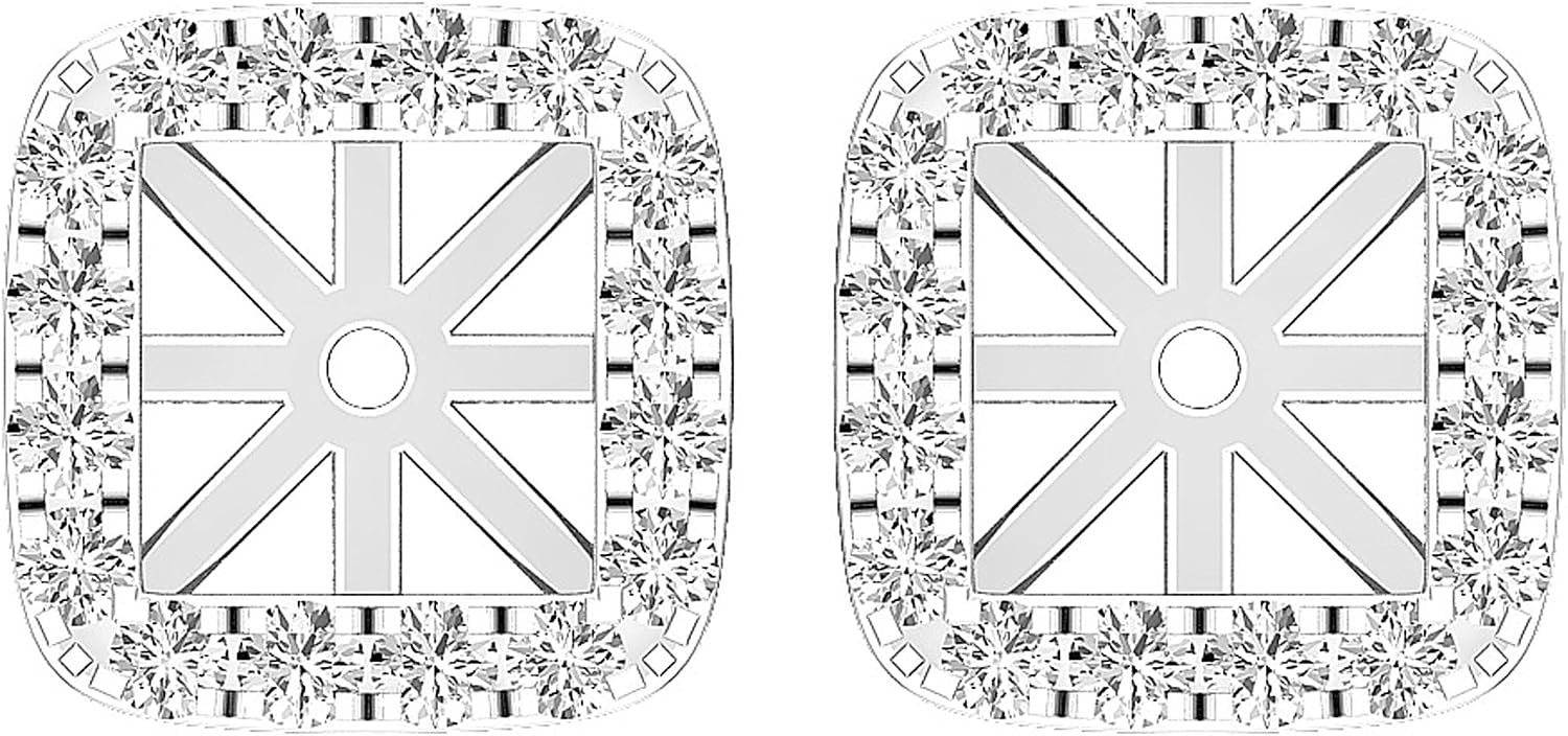 Dazzlingrock Collection 0.40 Ctw Round White Natural Diamond Removable Jackets For Stud Earrings, in Real Solid Gold & 925 Sterling Silver