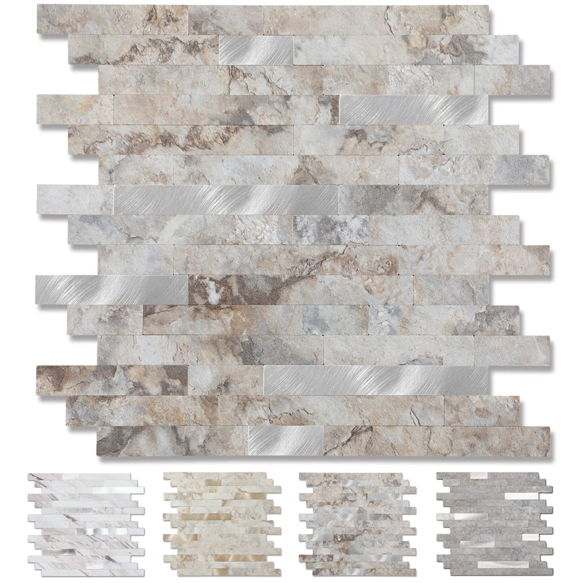 Buy Yipscazo Peel and Stick Stone Metal Tile Backsplash, Stick on Tiles