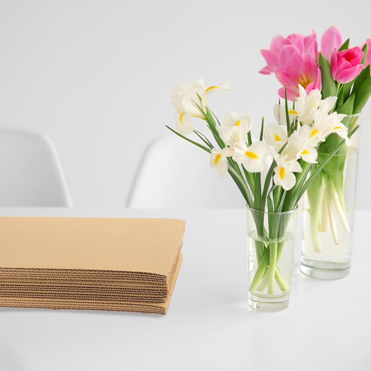 The Boxery Corrugated Cardboard Sheets 20''x20'' - (1/8'' Thick) | 100 Sheets | Brown | Insert Pads, Frame Backing, DIY Projects, Arts and Crafts, Dividers, Mailing, Packing Protection