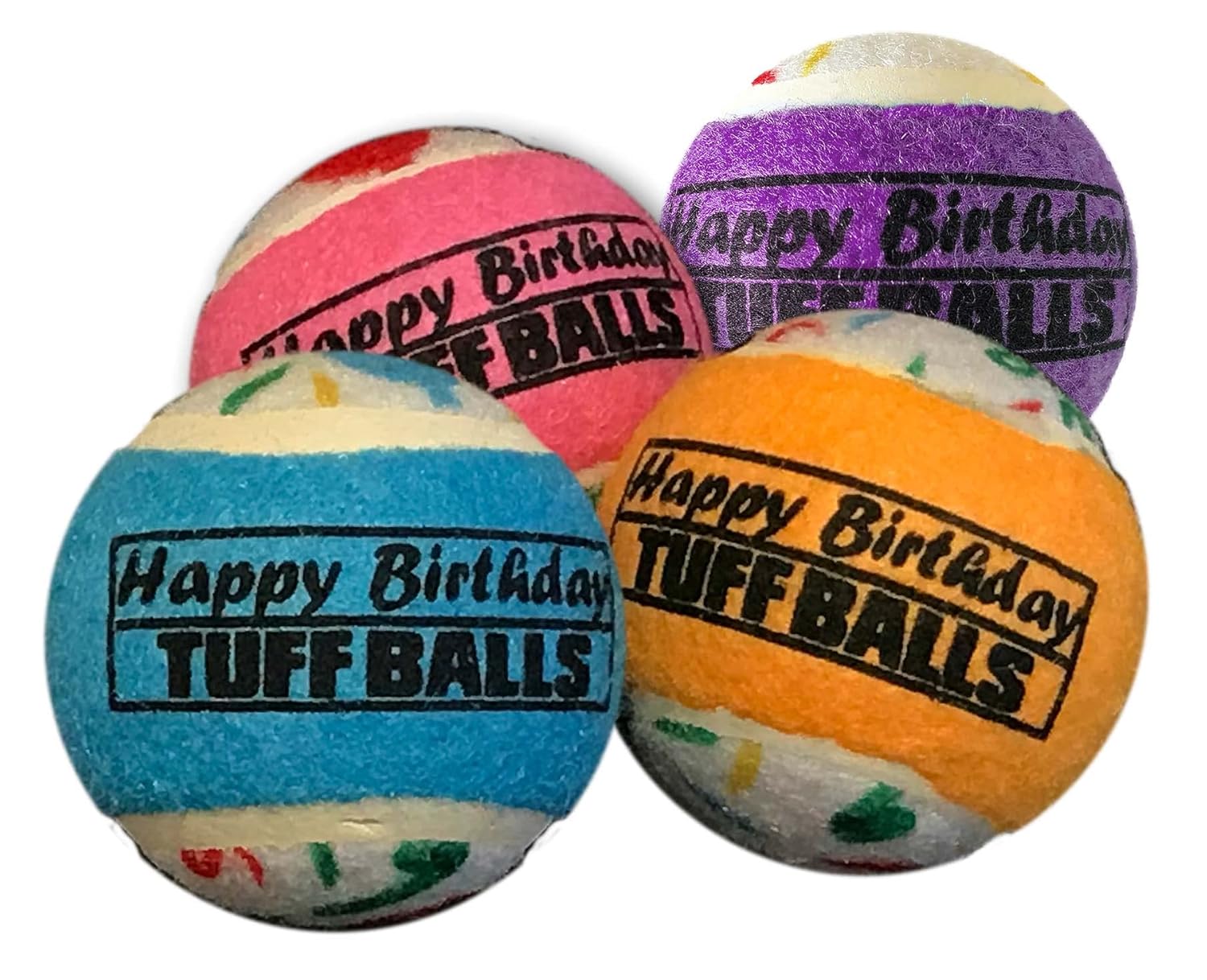 PetSport Jr Happy Birthday Tuff Balls 1 8 Happy Birthday Tuff Balls Jr 4PK