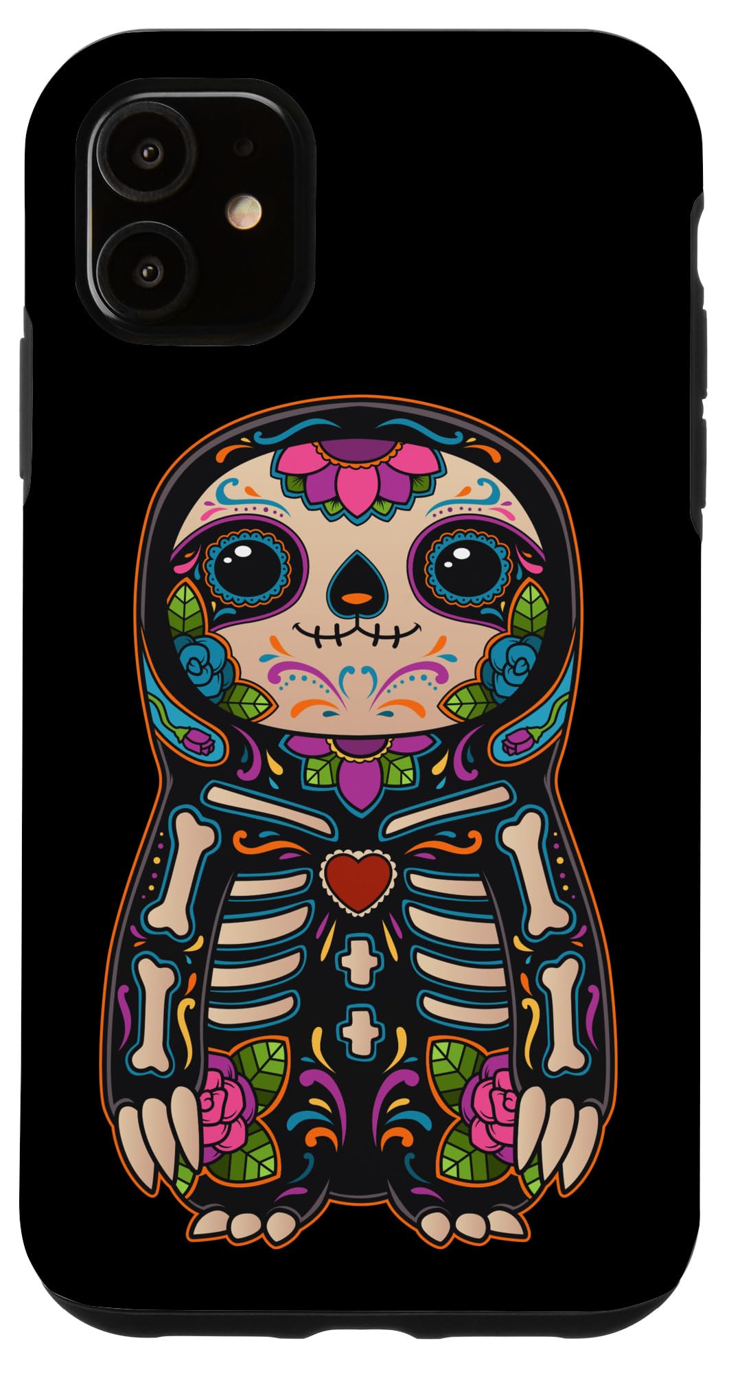 iPhone 11 Sloth Sugar Skull Mexico Calavera Dia De Los Muertos Case