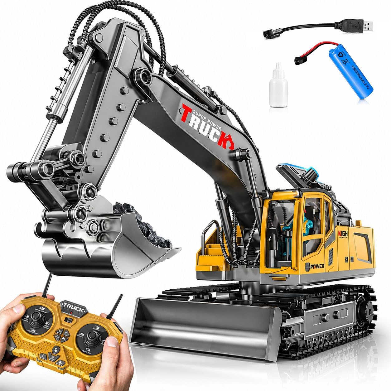 Magicwand 1:24 Scale Multi-Channel Excavator Bulldozer Crane Pack of 1 - Image 1