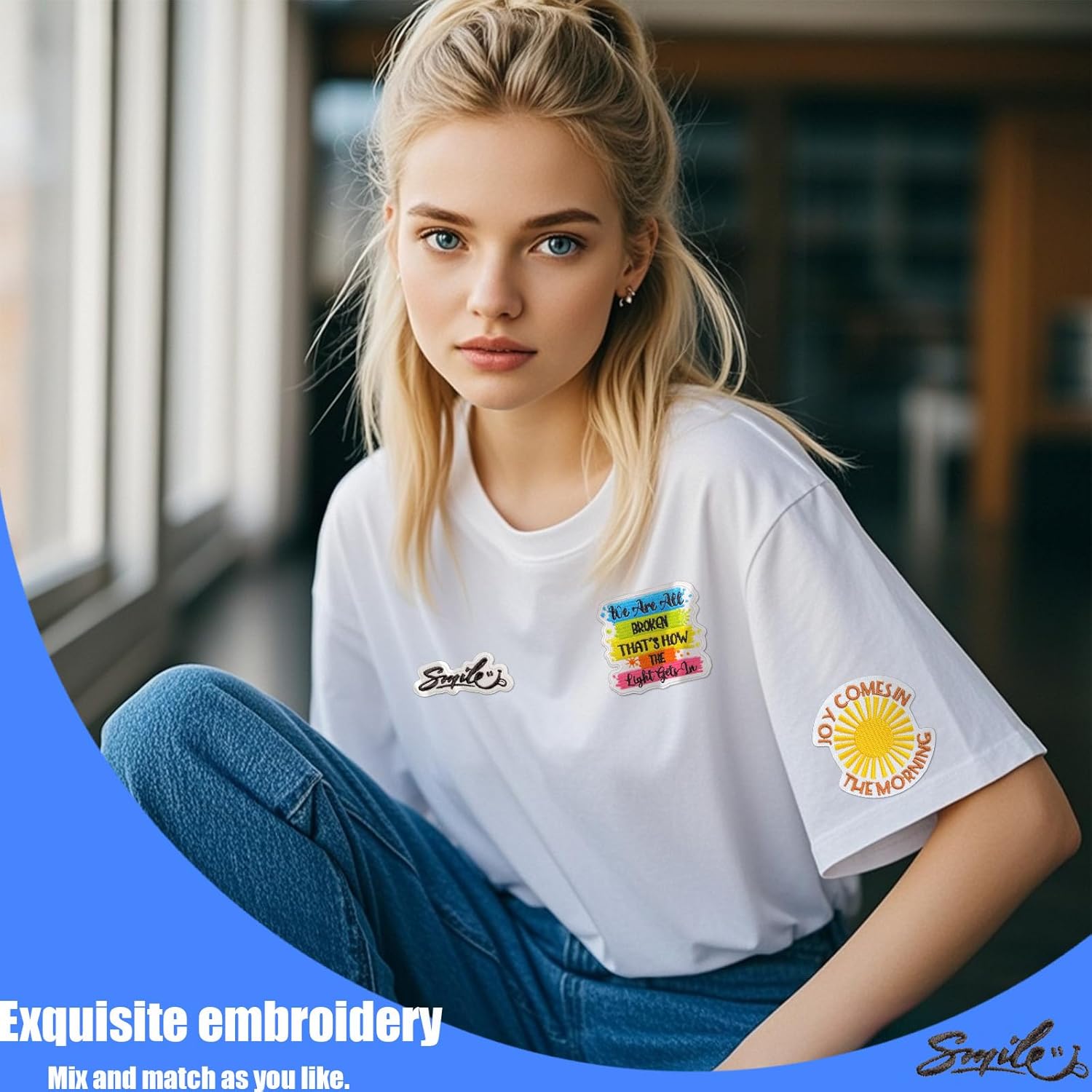30PCS Positive Iron on Patches, Inspirational Phrase Embroidered Patches, Random Positive Quote Appliqués for Clothes, Hats, Jeans, and Backpacks