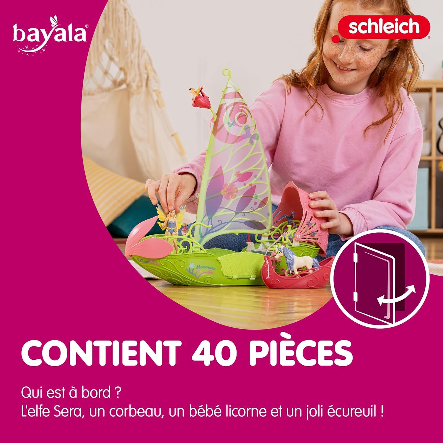 Schleich BAYALA | Bateau Fleuri Magique de Sera 42444 | 40 pièces