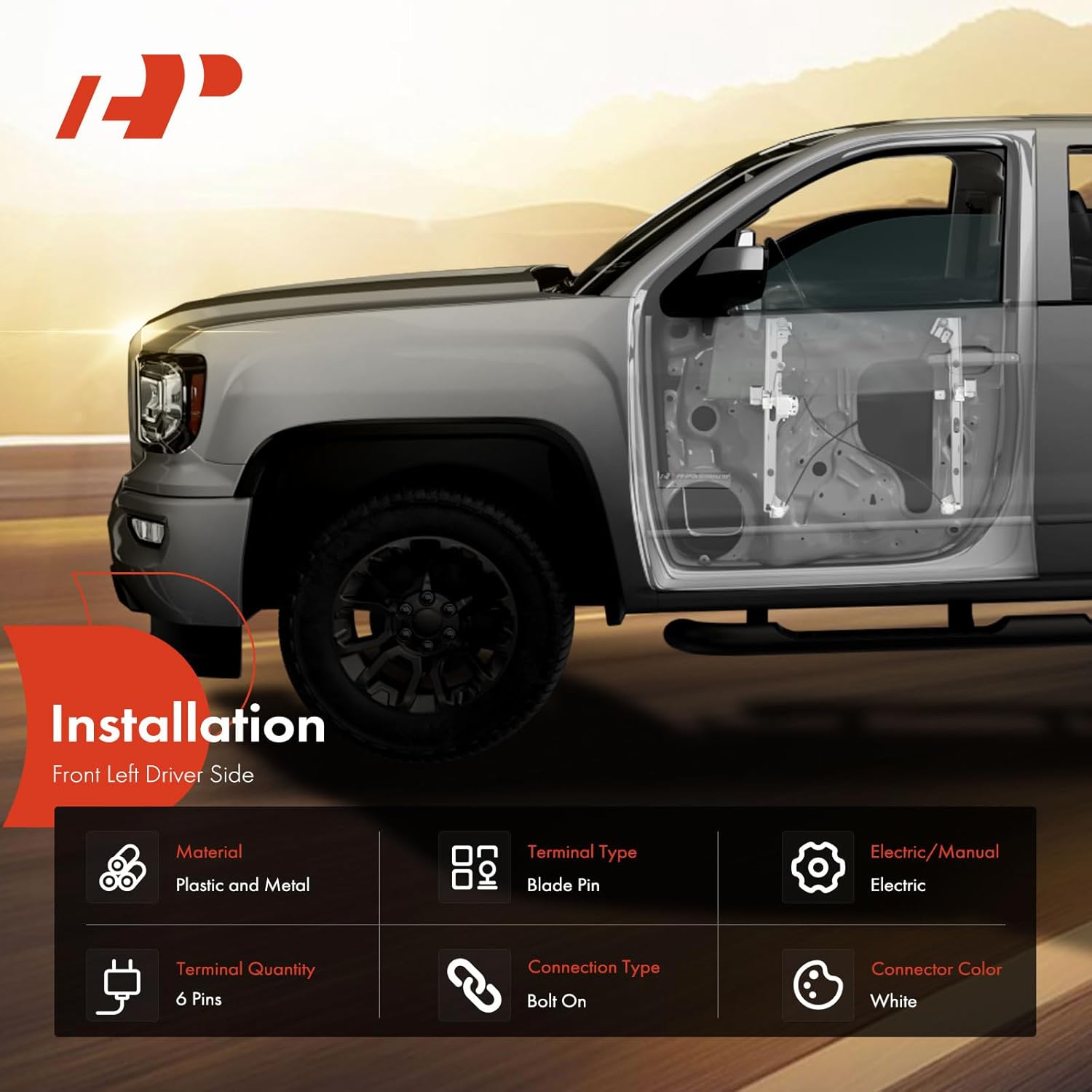 A-Premium Power Window Regulator with Motor Front Driver Side Compatible with Ford F-150 2015-2019 F-250 F-350 F-450 F-550 Super Duty 2017-2019