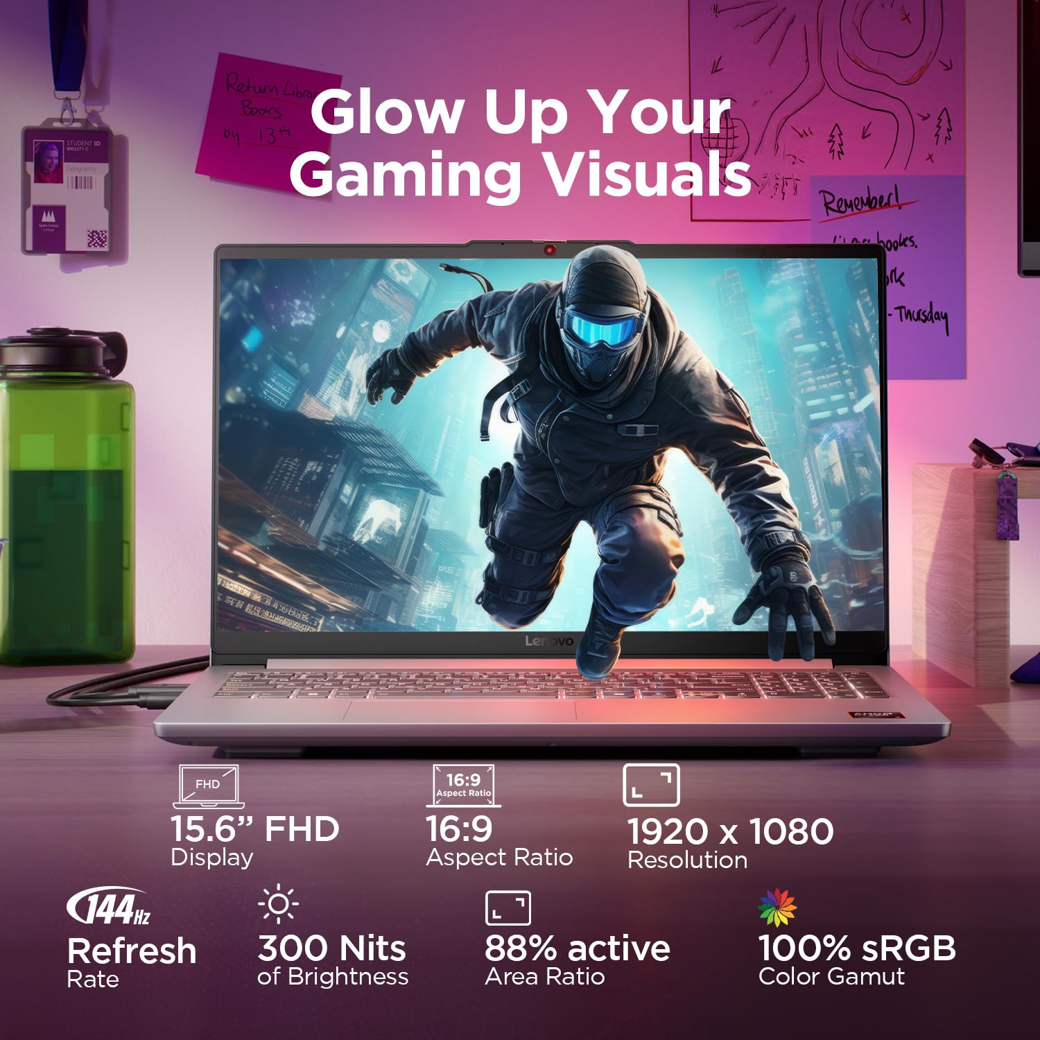 Lenovo LOQ Essential, AMD Ryzen 7 7735HS, NVIDIA RTX 4050 6GB, 16GB RAM, 512GB SSD, FHD IPS, 15.6" (39.6cm), 144Hz Refresh Rate, Windows 11, Office Home 2024, Grey, 1.8Kg, 83S0009TIN, Gaming Laptop — Amazon image 4
