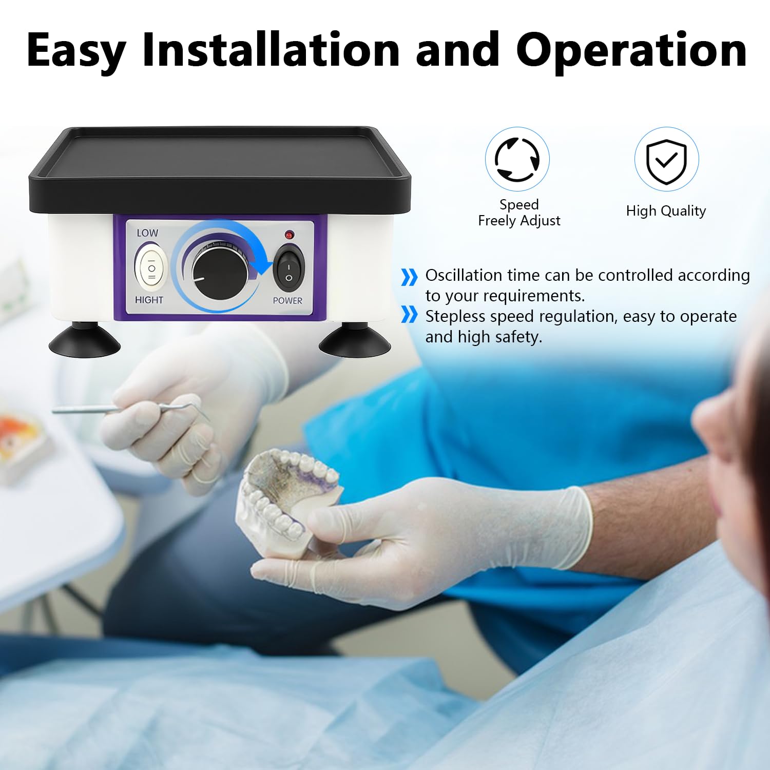 Dental Oszillator 220V 120W Elektrisch Square Einstellbare Geschwindigkeit Rüttelplatte Gips Lab Dental Vibrator für Mischen von Gips,Harzguss,Gießen Modellen,Perfekt für Zahnkliniken, Krankenhäusern