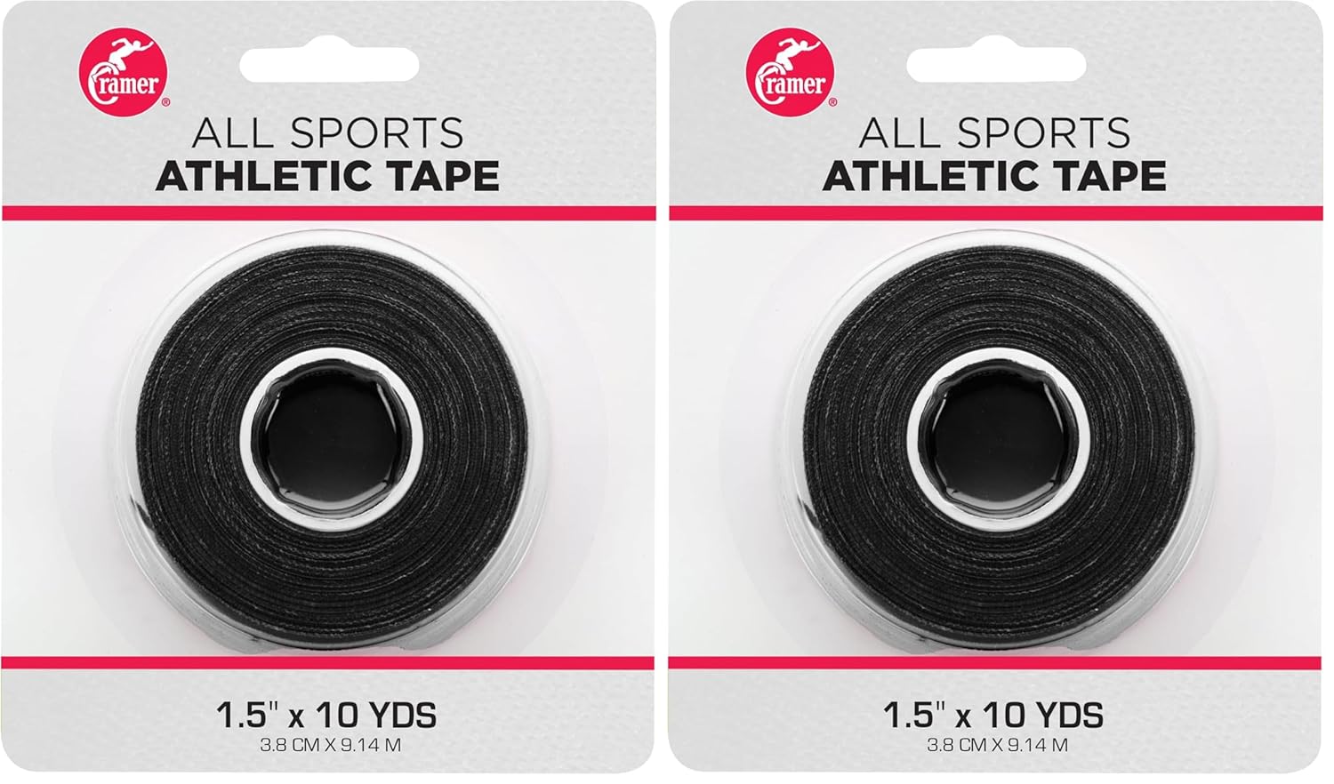 Cramer Athletic Tape 6 Pack, 1.5" x 10 Yards Black, Easy Tear Sports Tape for Ankle, Wrist & Knee, Latex-Free Adhesive, Strong Support, Athletic Training Tape Roll