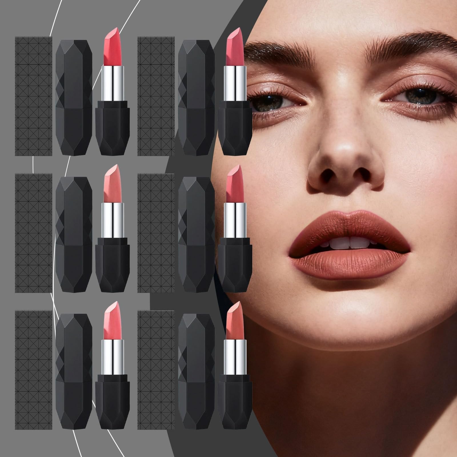 Rossetto opaco a lunga tenuta, 6 tonalità naturali idratanti, copertura uniforme, resistente ai trasferimenti, trucco labbra in velluto senza secchezza per uso quotidiano e sera
