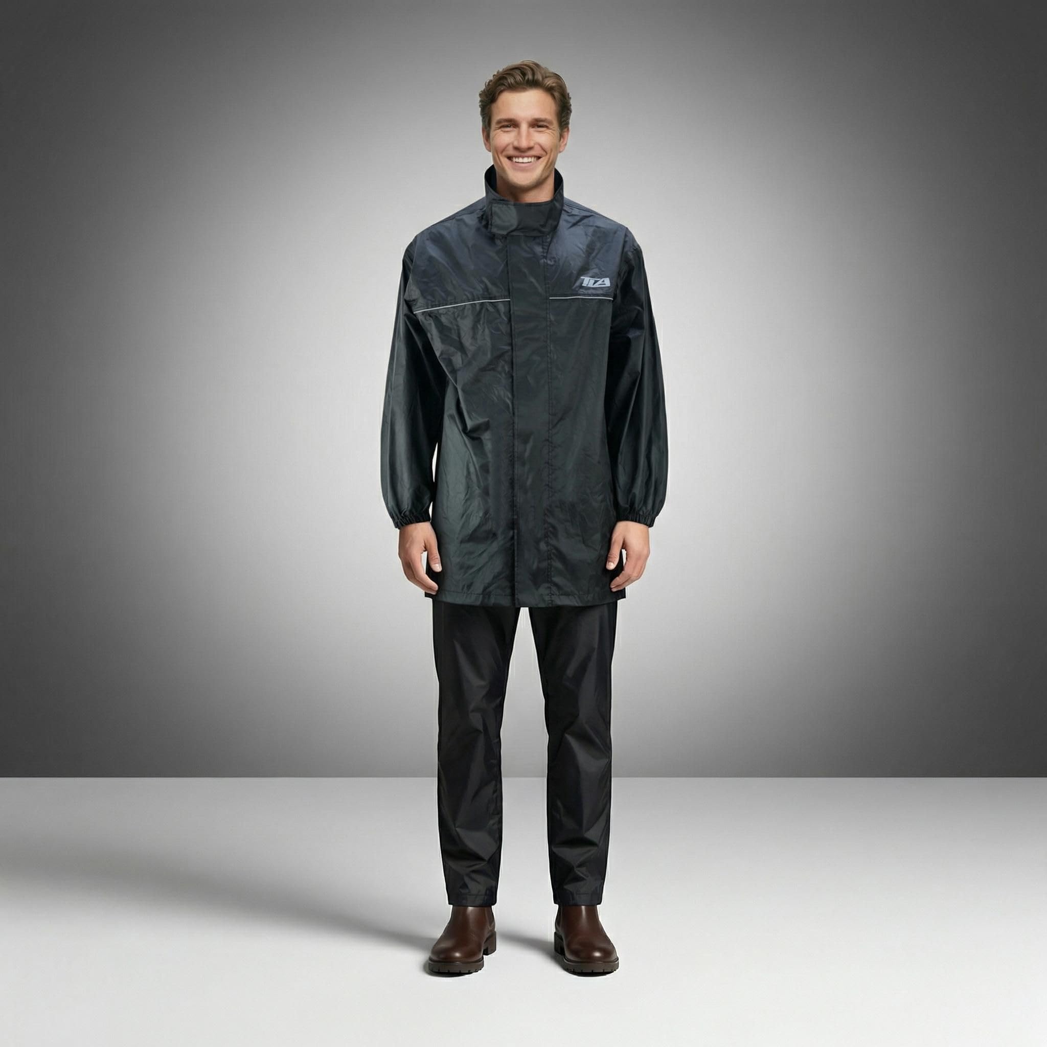 TLA RAIN traje moto impermeable a prueba de lluvia | Chubasquero Moto anti-agua totalmente reflectante | Mono impermeable unisex de 2 piezas para motos, scooters, quads y bicicletas
