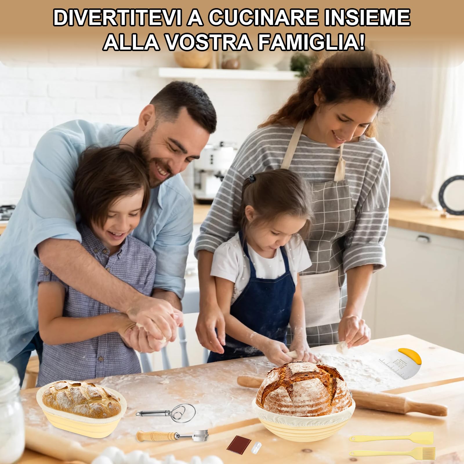 10 Pezzi Cestino da Lievitazione per Pane, Set Panificazione con Cestini Lievitazione in Silicone Rotondo da 23 cm & Ovale da 25 cm, Tela di Lino, per La Cottura del Pane