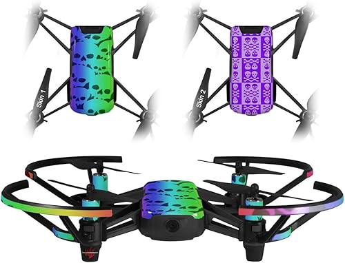 Skin Decal Wrap 2 Pack for DJI Ryze Tello Drone Rainbow Skull Collection Drone NOT Included
