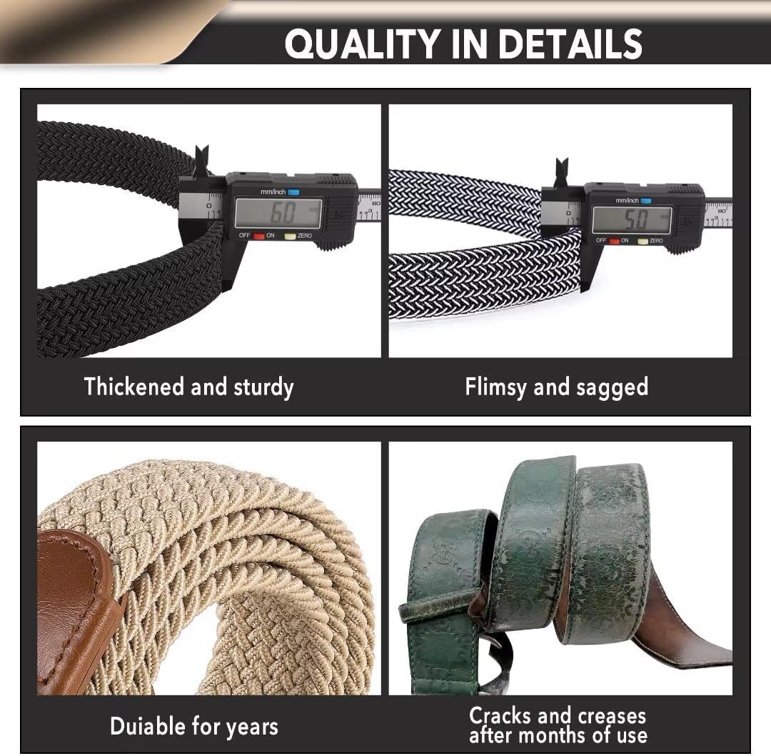 Casual Stretch Belts for Men, Adjustable Braided Mens Elastic Belt, Ideal Gifts for Golf, Dress, Work - Image 5