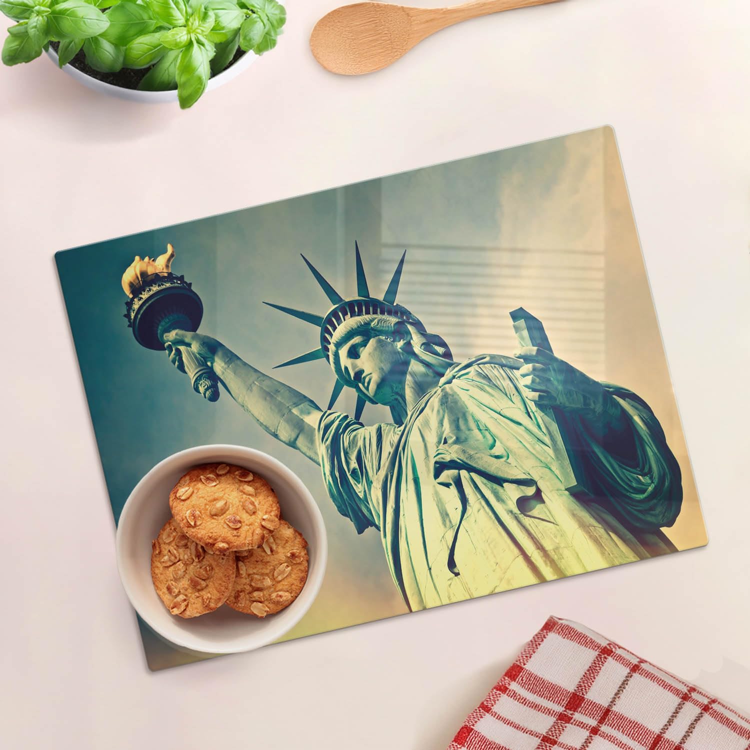 Cristal para cortar en la cocina 40x30 cm Estatua de la Libertad