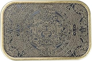 Aztec Calendar Belt Buckle for Men, Aztec Mayan Indian Calendar Belt Buckle, Retro Solar Aztec Calendar Square Belt Buckle, Western Cowboy Belt Buckle, Vintage Punk Rock Belt Buckle Gifts