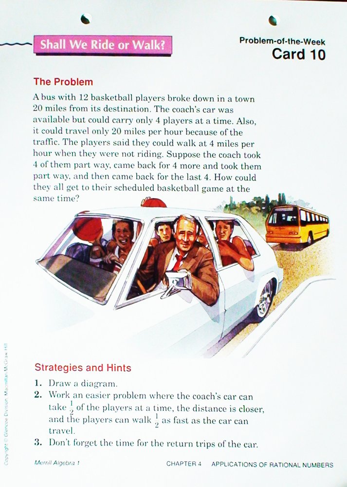 Merrill Algebra 1 Problem of the Week Cards      Flc Crds Edition