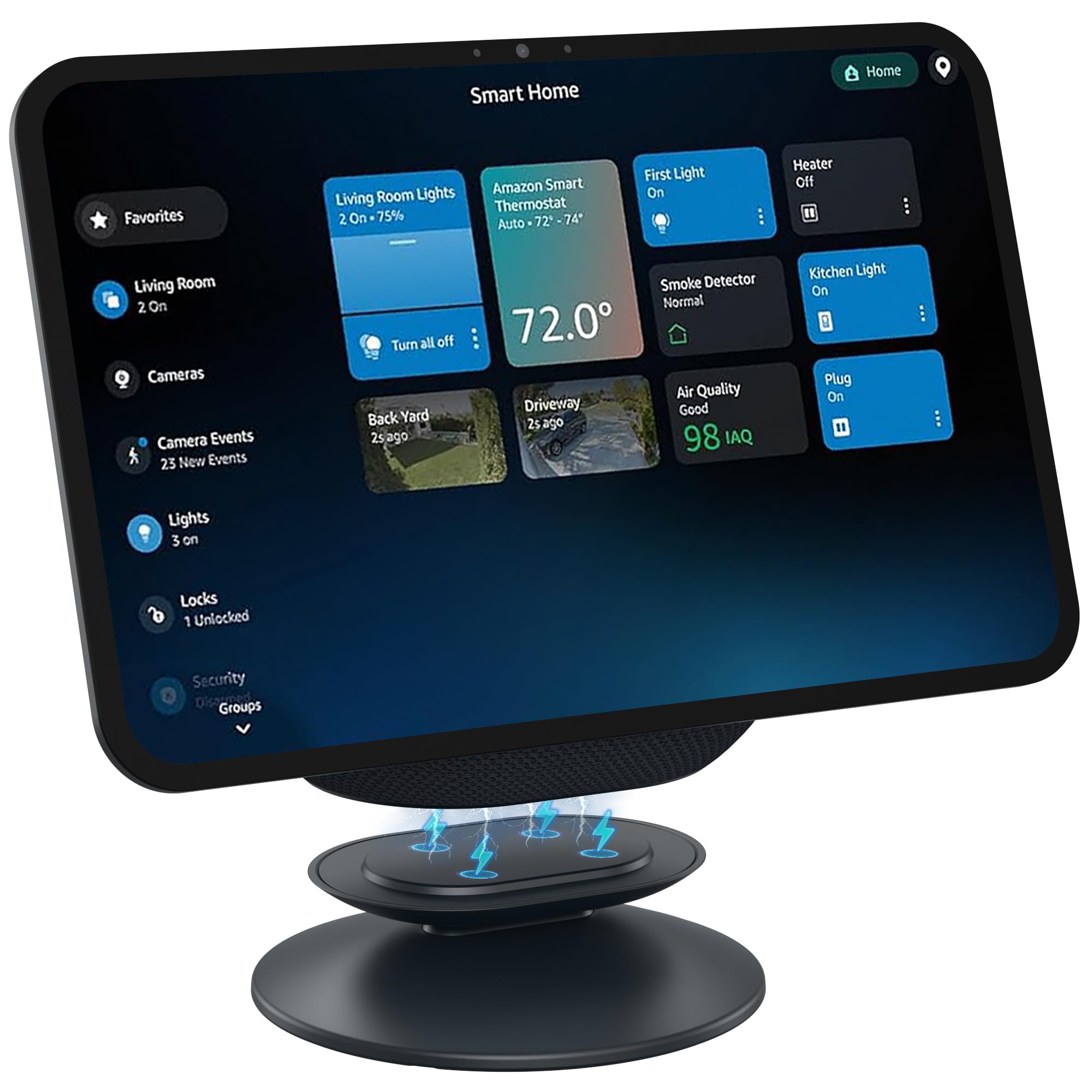 HomeMount Support Réglable pour Show 11/8 (2025) & iPhone 12 – Noir | Support de bureau inclinable ±18°, base magnétique, installation facile, idéal pour maison et bureau, design compact