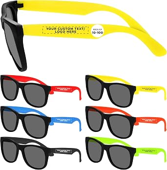 DISCOUNT PROMOS Custom Plastic Tahiti Sunglasses Set of 10/50/100 Personalized UV Protection Perfect for Outdoor Party