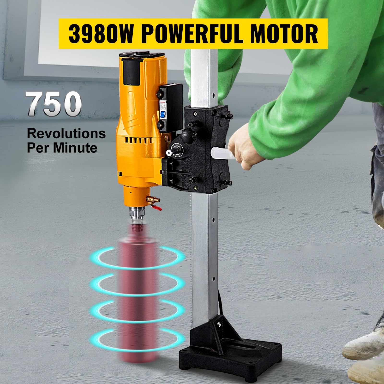 205mm pionowa wiertnica diamentowa stojak 3980W Heavy Duty ławka inżynierska mokra sucha betonowa wiertarka do marmuru Do samodzielnego montażu