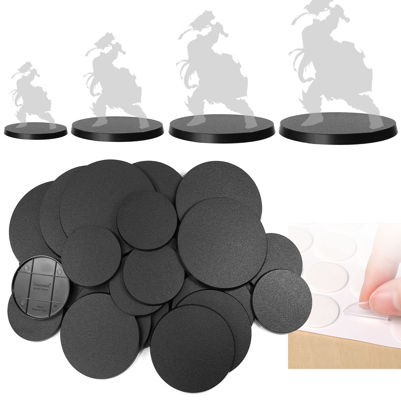 Evemodel Mixed Size 60 80 90 100mm Round Model Bases for War Games Simulation Scene MB11M