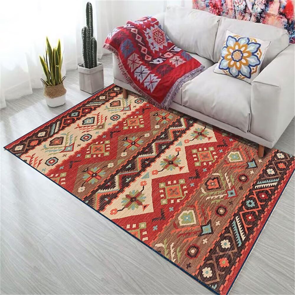 Tapis de salon poil ras 120x160cm au design rétro raffiné pour une décoration intérieure élégante
