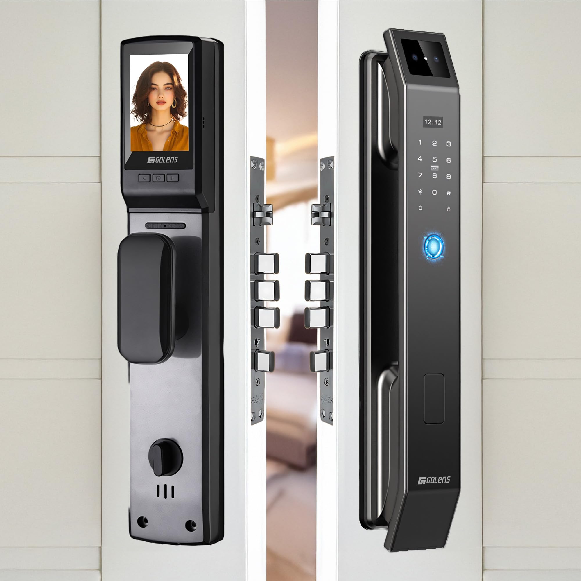 Golens X95 Luxury Smart Digital Door Lock | 8 Ways Unlocking | 3D Face ID | Fingerprint | Mobile App | RFID Card | PIN | OTP | Mechanical Key | Camera Technology | Keyless Entry Digital Lock-image-47