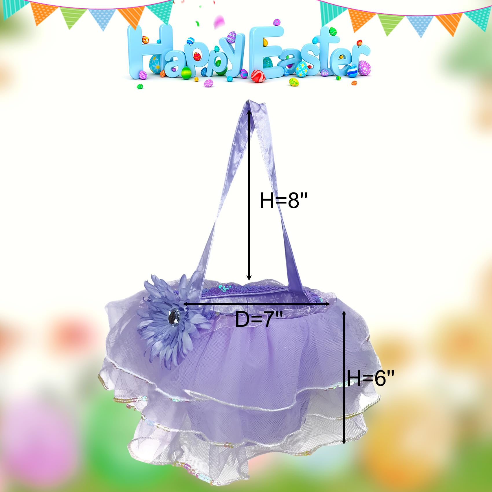 DearSun Set of 2pcs, Purple Flower Tutu Basket with Elegant Appearance, Halloween Candy Baskets for Girls Gift Party Decoration Storage