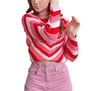 Women Heart Sweater Long Sleeve Crewneck Knitted Pullover Women Heart Sweater Long Sleeve Crewneck Knitted Pullover