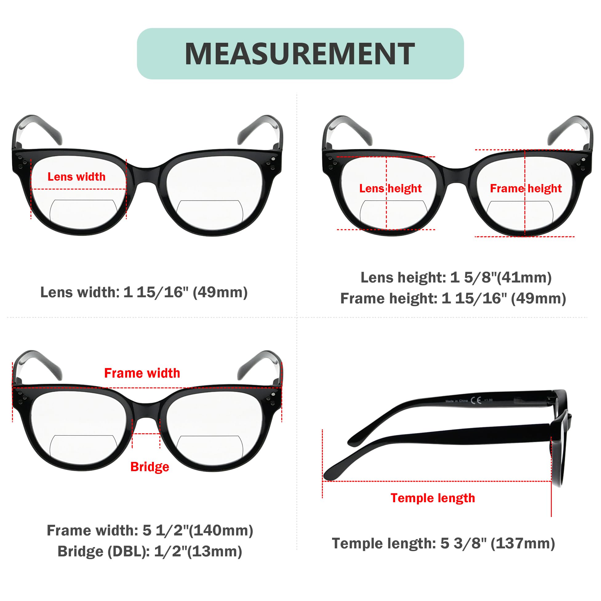 Eyekepper 4-packing Bifocal Reading Glasses Women Stylish Bifocal Readers Clear Lens +1.00, 4pcs-clear Lens - Image 3