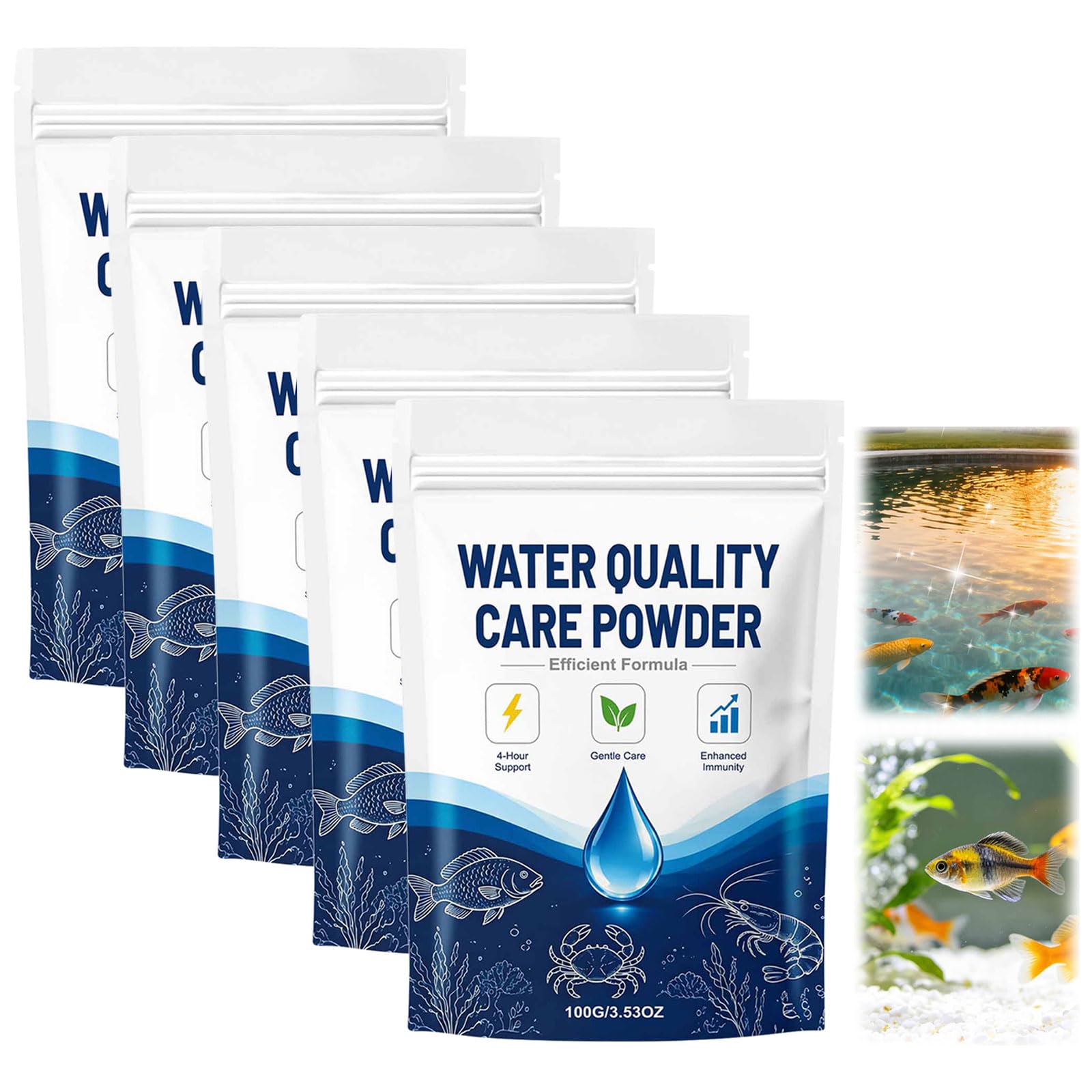 500g Aqua Guardian Pro Formula for Pond & Aquarium, Easy-Mix Water Care Support, Aquatic Care Powder for Fish Shrimp & Crab, Easy To Use, Gentle Care, Clear Long-Lasting, Resealable Pouch (500g)