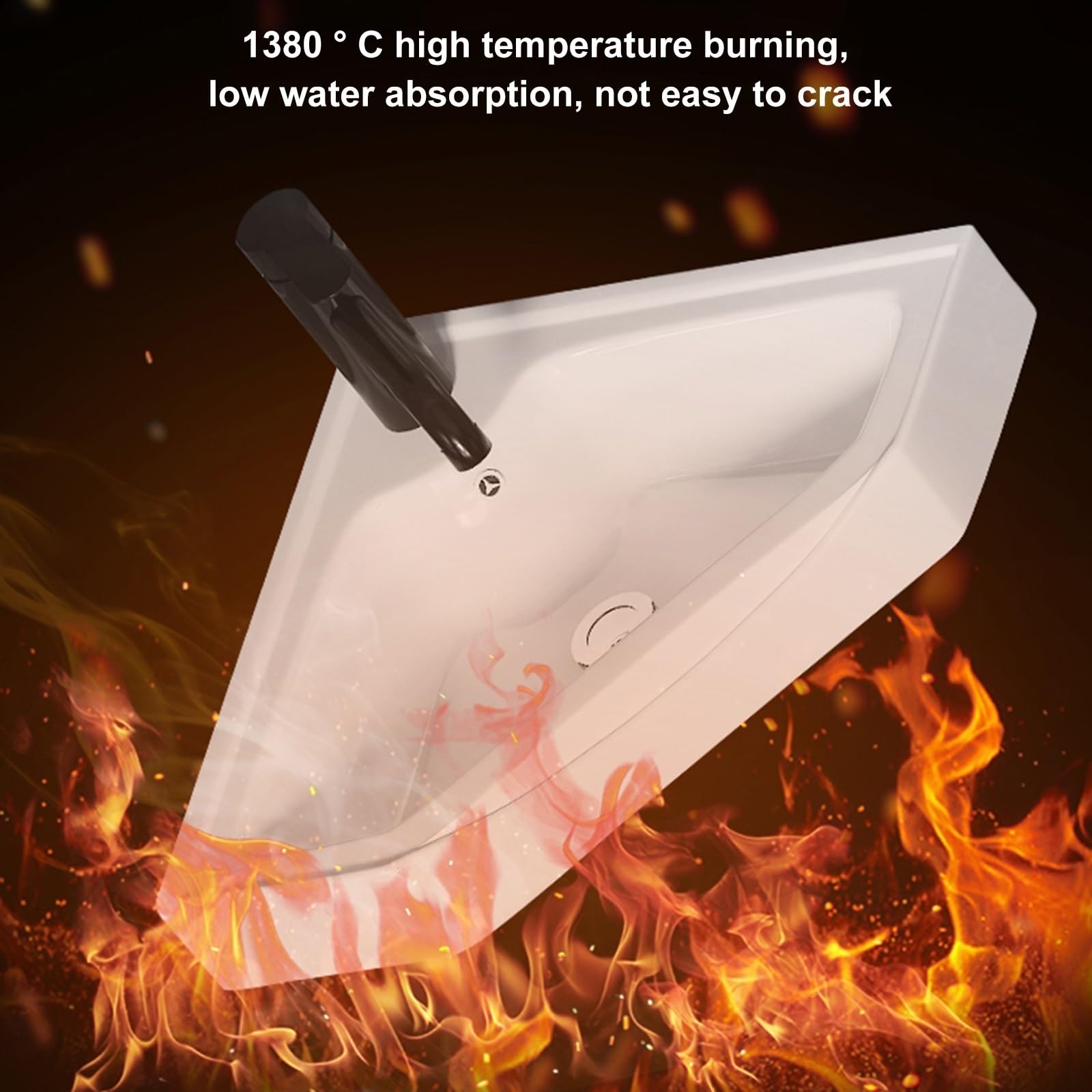 SDdPulse Armadietto da bagno moderno ad angolo con lavabo a parete e rubinetto caldo e freddo, grande spazio per piccoli spazi, ideale per la cucina di casa o P, bianco, 43 cm