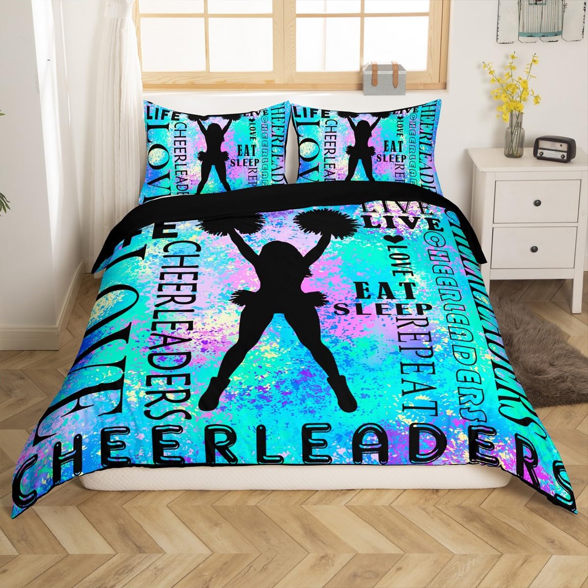 Cheer - Set di biancheria da letto super king size per bambini e bambine, con copripiumino blu, traspirante, morbido e leggero, in microfibra