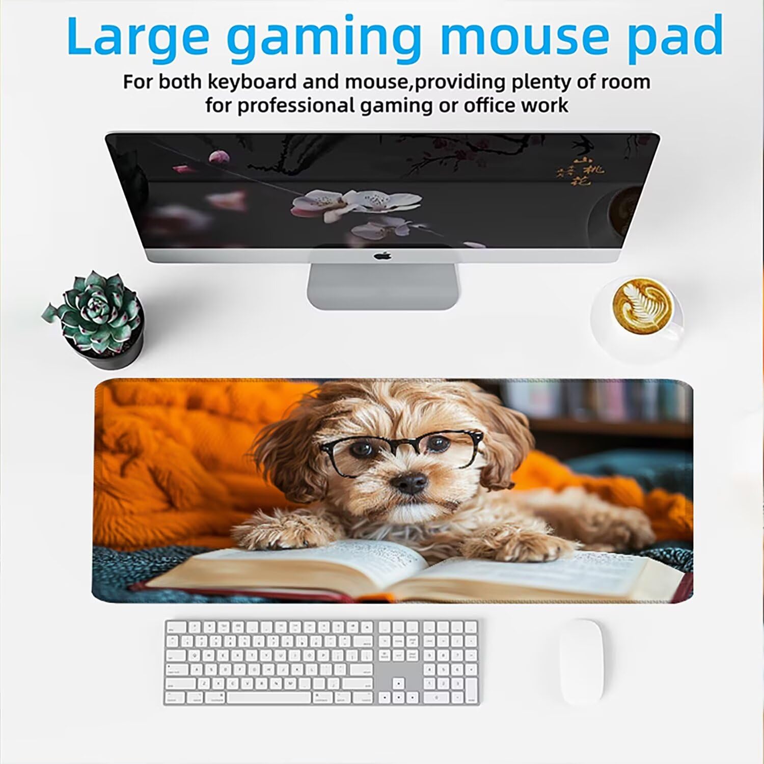 Podkładka pod mysz AAA XXL 1200 x 600 mm duża mata na biurko szyta krawędź wodoodporna antypoślizgowa, laptop poprawia precyzję i prędkość. dla graczy, komputer, pies książka w0w-977