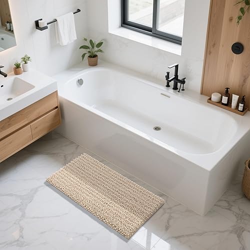 Miniatura 707 de Yimobra - Tapete de baño largo de felpilla, grande de 55.1 x 24 pulgadas, microfibra gruesa, absorbente, extrasuave, antideslizante, peludo, lavable