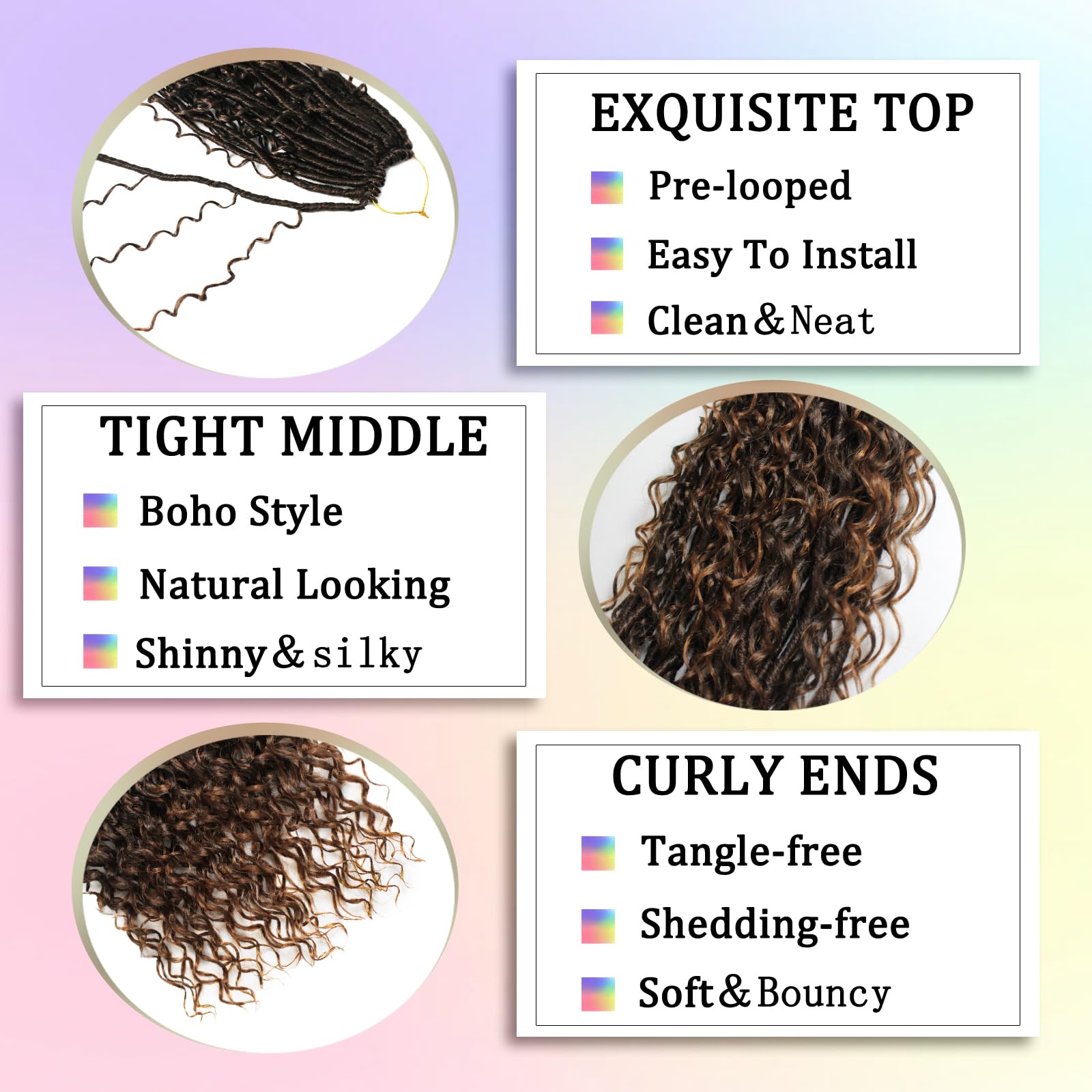 Enbeautiful Boho Faux Locs Crochet Hair 24 Inch 9 Packs Pre-Looped Goddess Locs with Curly Ends - Image 2