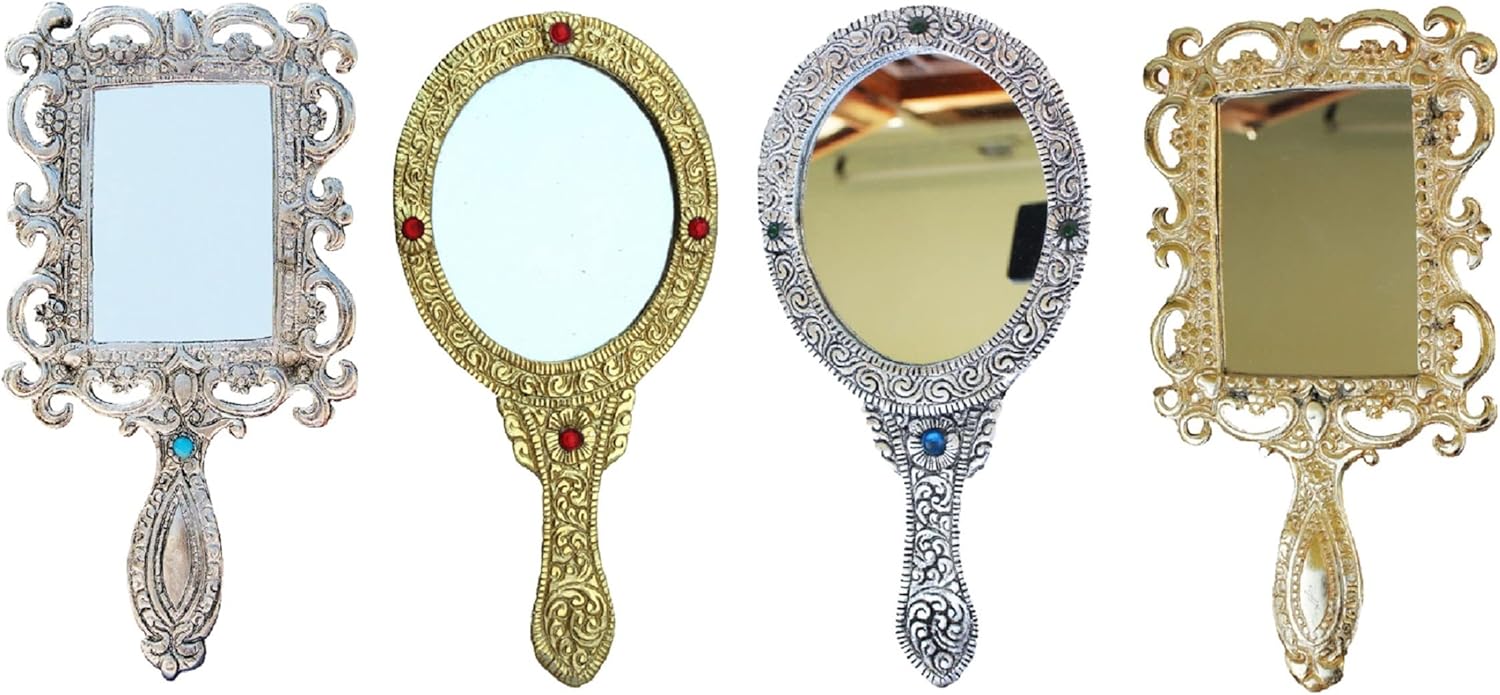 Crafticia Metal Handheld Mirror with Handle Vintage Compact