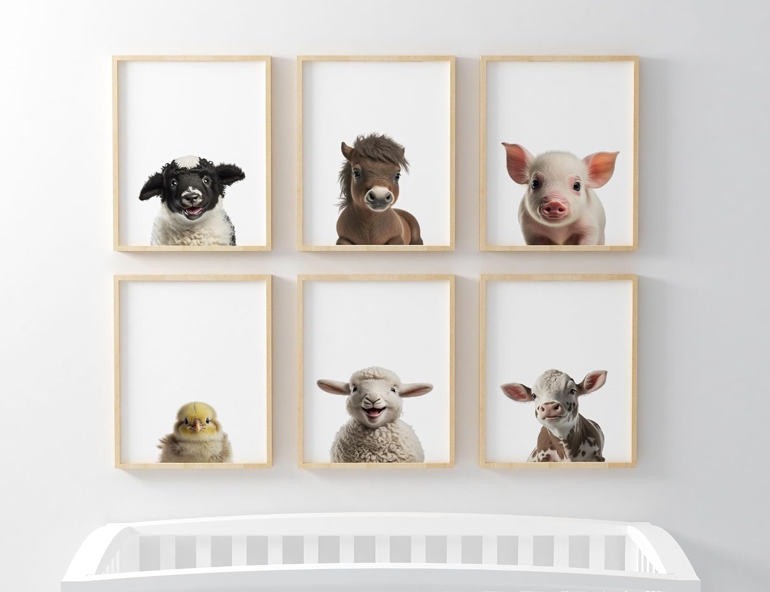 Farm animal nursery prints set of 6 baby animal posters for childrens