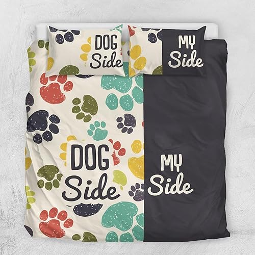 Miniatura 2 de Gearider Divertido juego de funda de edredón con estampado de patas de perro, tamaño King, lado del perro para amantes de los perros, funda de