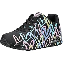 Skechers Sneaker Donna Uno Spread The Love, Nero Viola Turchese Durabuck Nero Mesh, 36.5 EU
